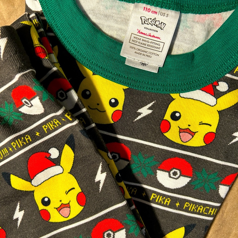 Hanna Andersson Pikachu Pokemon Christmas PJs Boys or UNISEX size 5